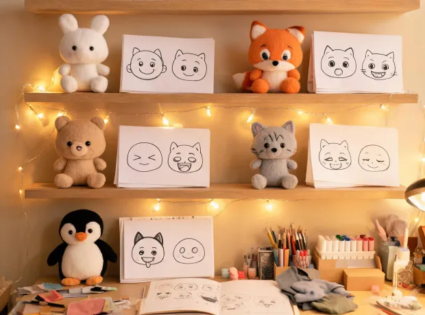 Character plush expression review shelf