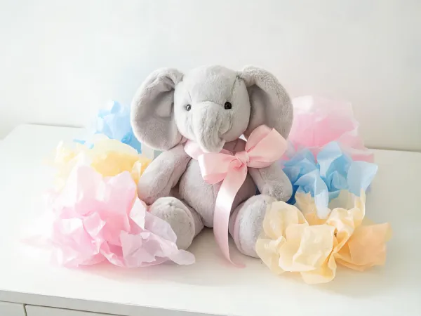 Baby shower plush gift arrangement