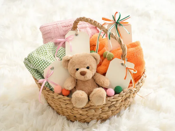 Holiday plush gift basket