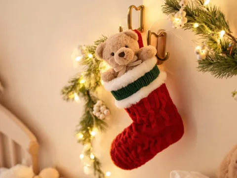 Holiday plush gift stocking